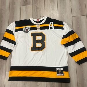 BOSTON BRUINS Mitchell & Ness Black, Yellow, and White Jersey MENS 2XL NEW